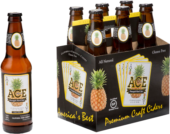 8in 72dpi Six Pack Pineapple - Ace Pineapple Hard Cider - 12 Fl Oz Bottle (734x576), Png Download