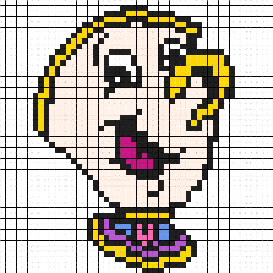 Chip From Beauty And The Beast Perler Bead Pattern - Pixel Art Beauty And The Beast (1050x1050), Png Download