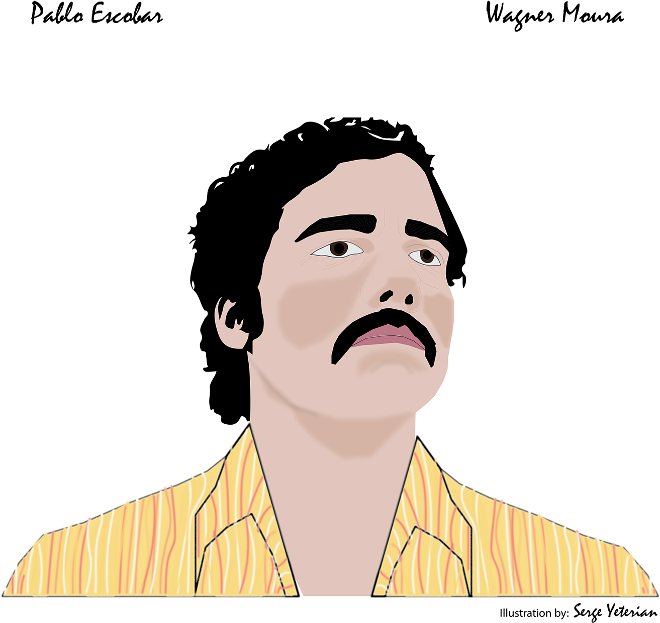 Illustration Of Wagner Moura - Cartoon (1400x1246), Png Download