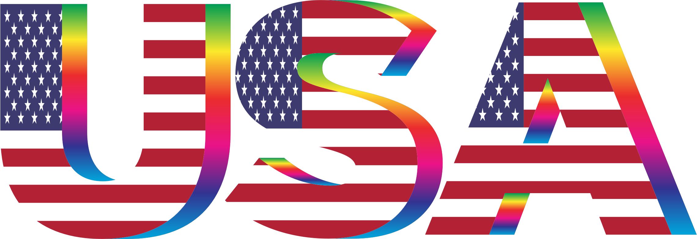 This Free Icons Png Design Of Usa Flag Typography Rainbow (2280x782), Png Download