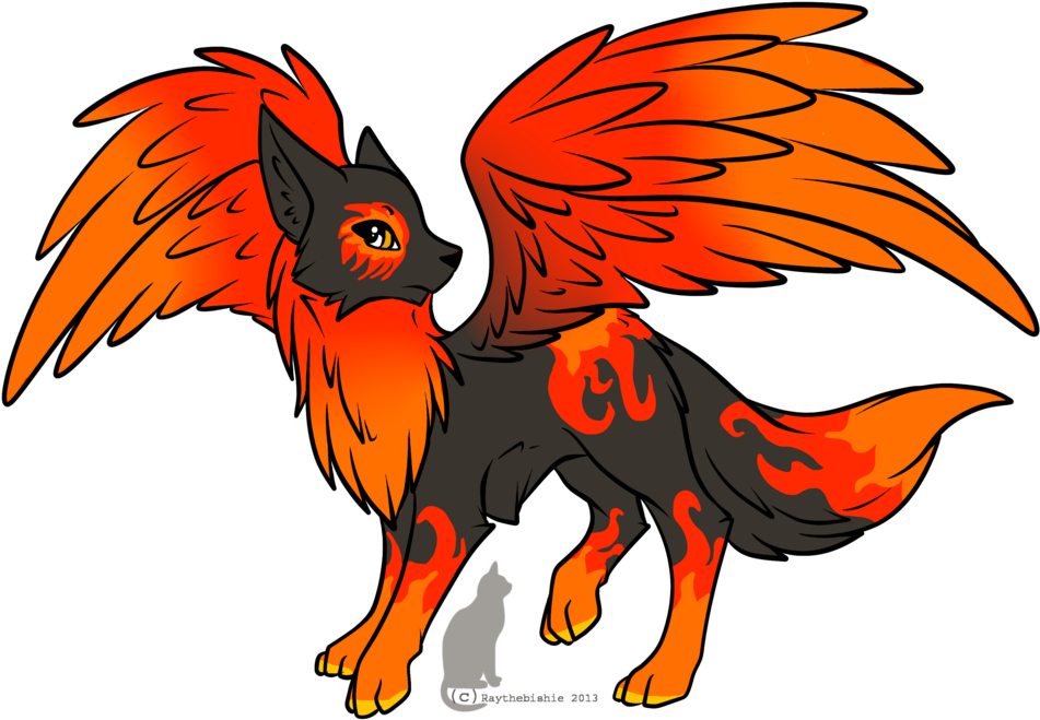 Wolf With Wings - Fire Wolf Drawing (1024x708), Png Download