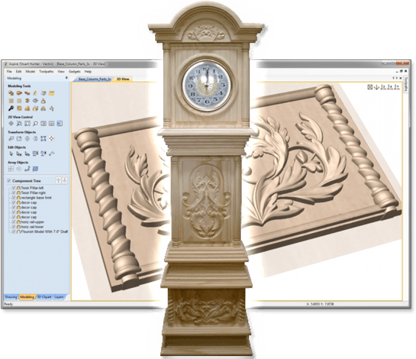 Project Of The Month - Cnc Grandfather Clock (700x484), Png Download