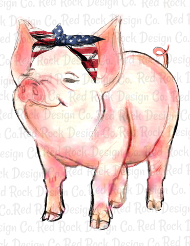 Americana Pig - Cartoon (371x480), Png Download