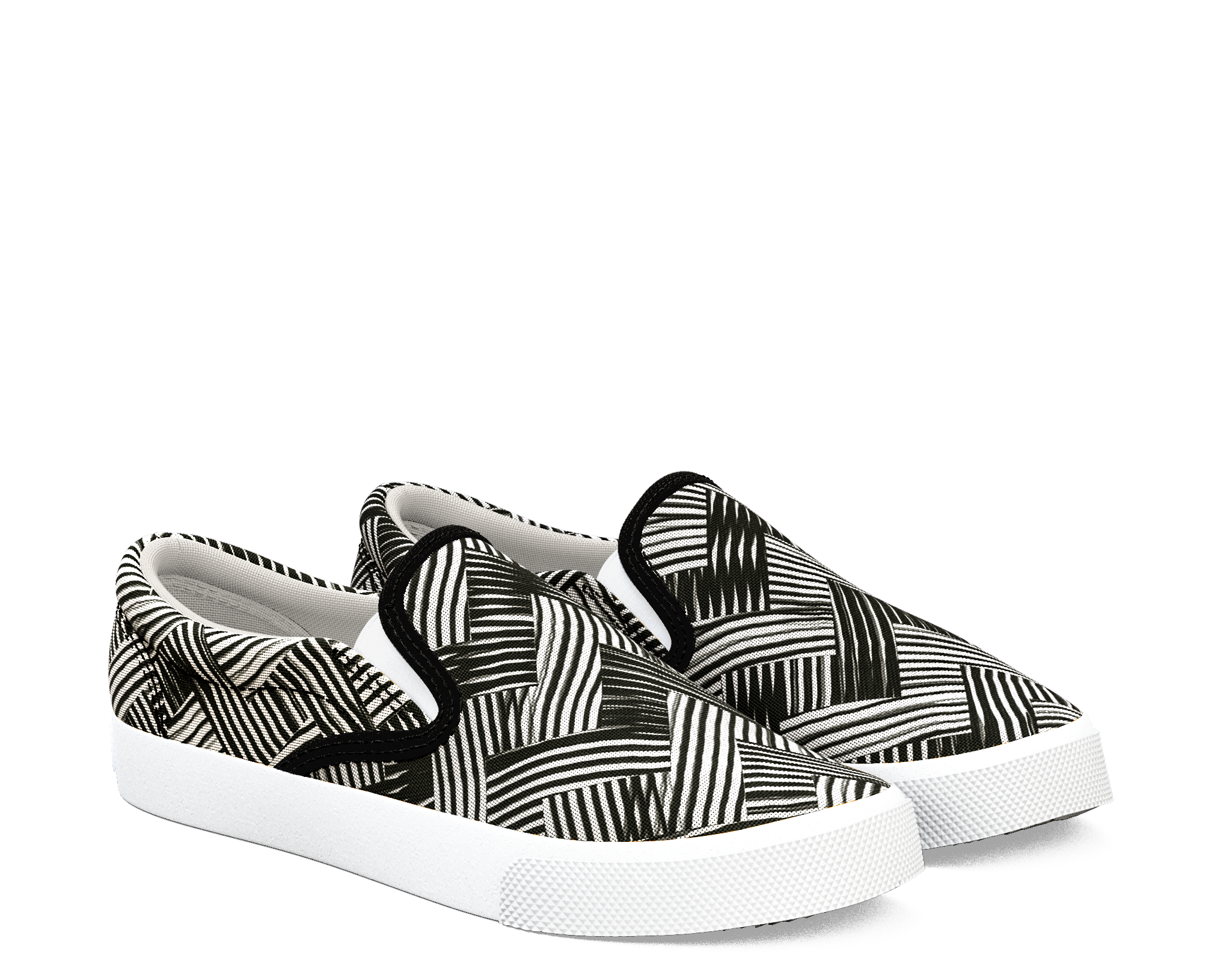 60610 1391 110 Abstractchevronweave Ibrahimh Blackwhite - Slip-on Shoe (2048x2048), Png Download
