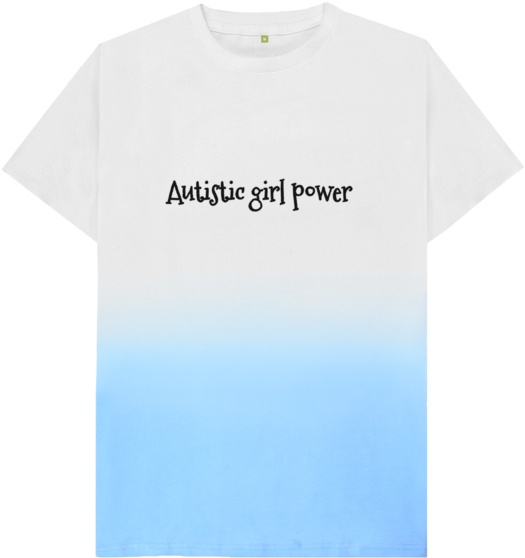 Blue Fade Autistic Girl Power - Transparent Background Plain White T Shirt (640x674), Png Download