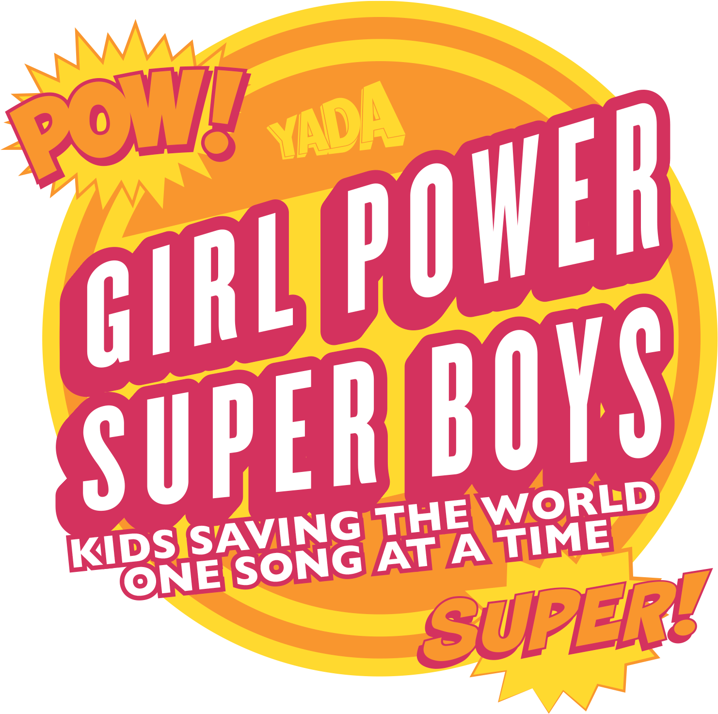 Girl Power/super Boys Retreat Show - 3d Rose Pow Orange Lettering On Yellow - Mp_201970_1 (1500x1500), Png Download