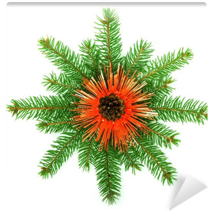 Snowflake Made From Christmas Tree Branches Wall Mural - Christmas Day (400x400), Png Download
