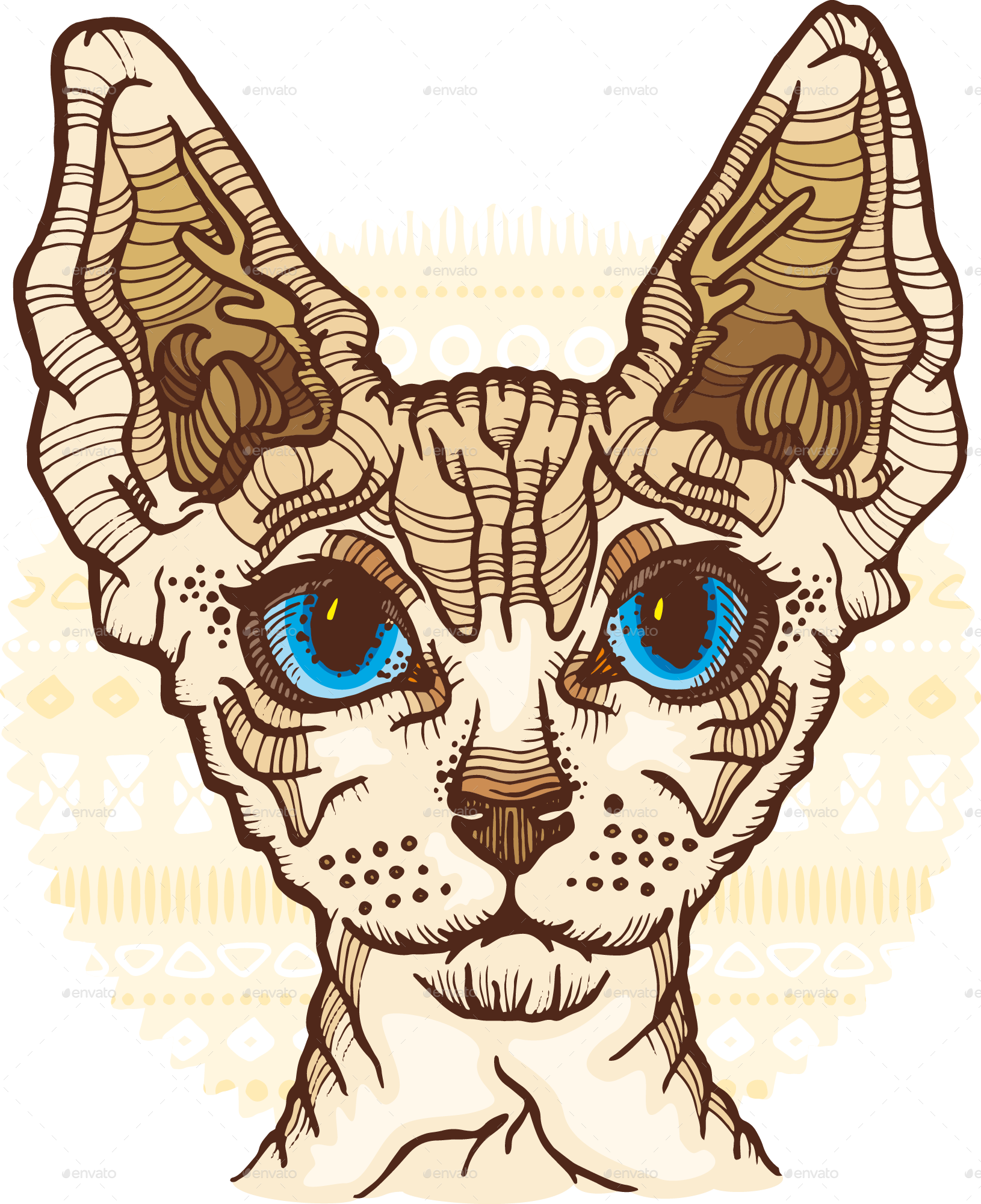 Sphynx Cat 1 - Cat Vector (1630x2001), Png Download