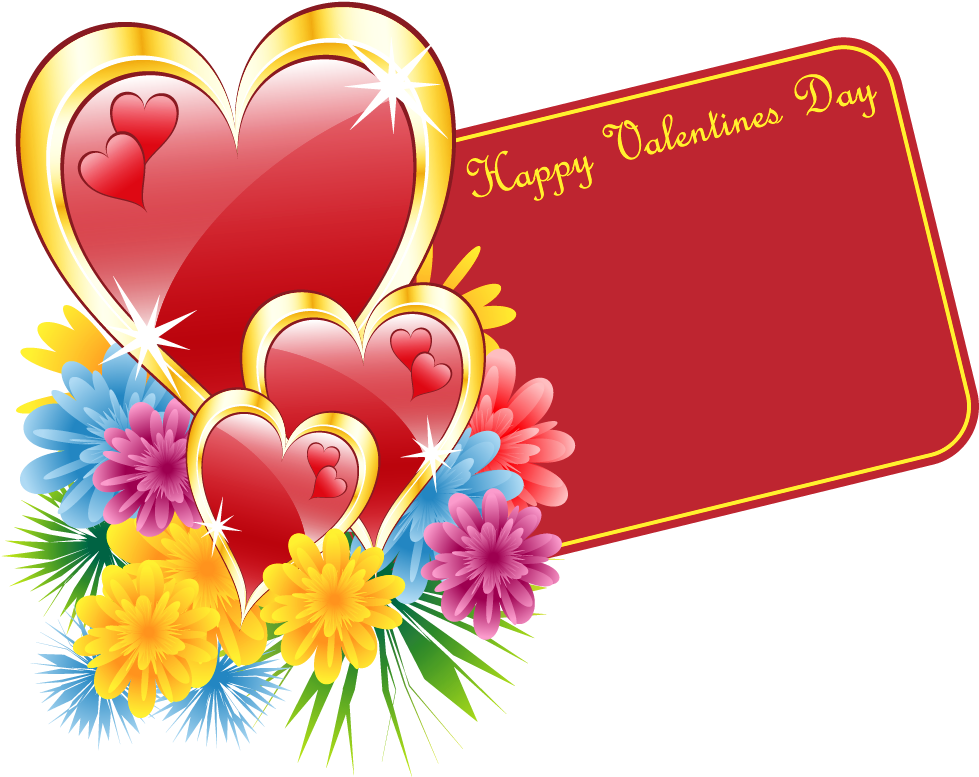 Valentines Cards Png - Valentine Card And Flowers (1007x788), Png Download