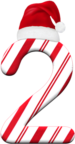 Cartoon Running Candy Cane - Numeros De Navidad (266x500), Png Download