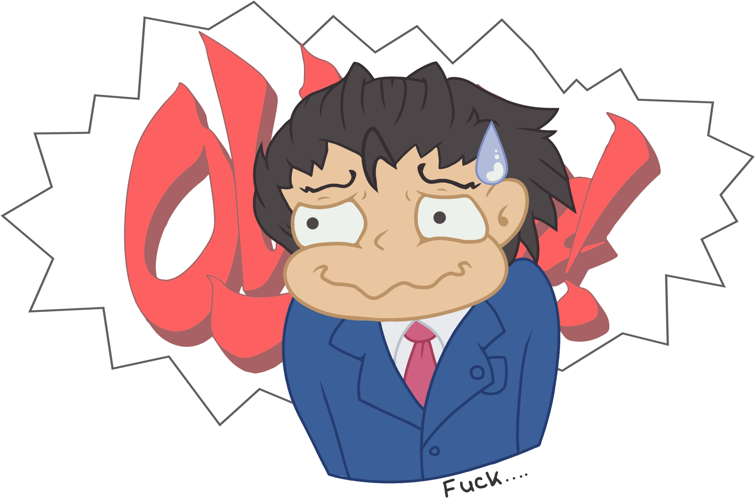 Phoenix Wright From Ace Attroney - Cartoon (2604x1816), Png Download