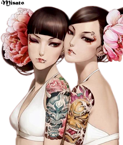 Render Tattoo Png Ptaxdyndnsorg Fantasy Art, Fantasy - Anime Female Hannya Mask (393x470), Png Download