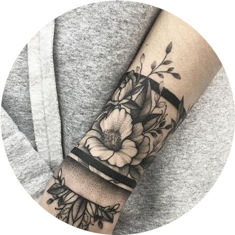 Tattoo Removal - Tattoo Flower Arm Band (500x500), Png Download