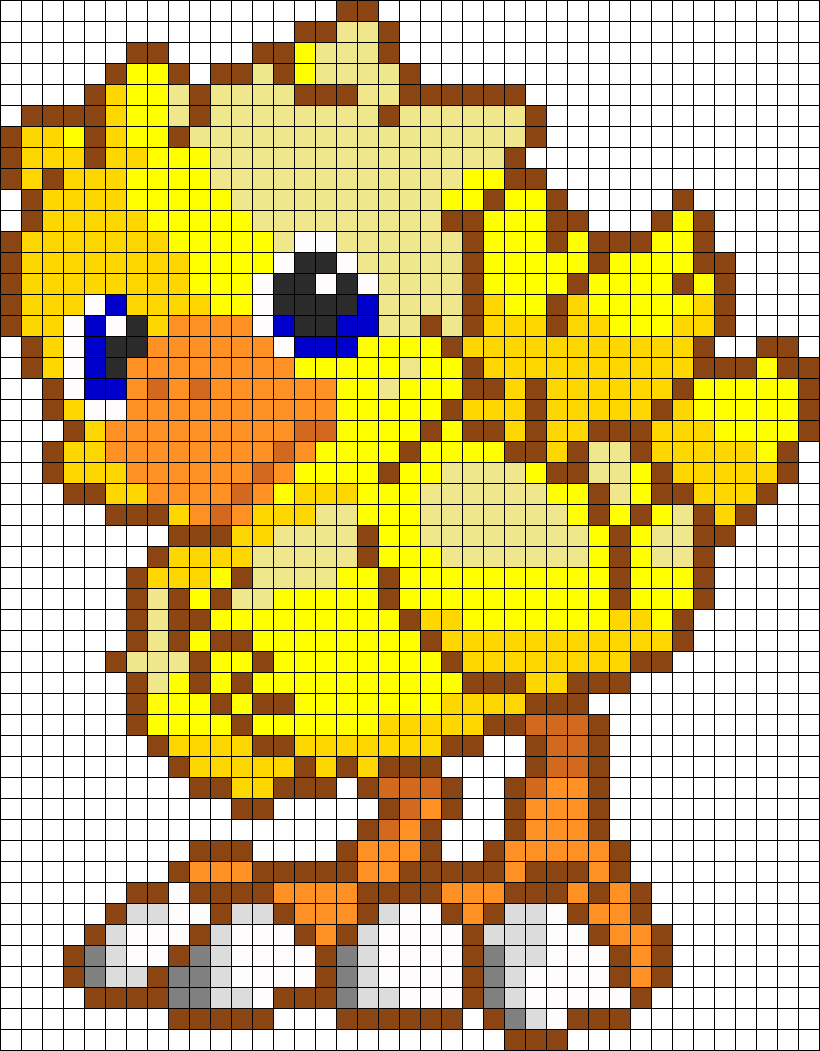 Chocobo Perler Bead Pattern / Bead Sprite - Chocobo Final Fantasy Pixel (820x1051), Png Download