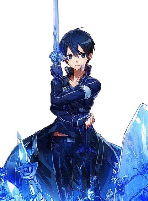 Kirito With Blue Rose Sword - Sword Art Online Kirito Alicization (472x640), Png Download