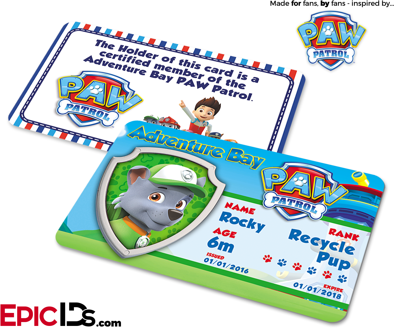 Paw Patrol Inspired Adventure Bay Paw Patrol Id Card - Paw Patrol Id (1417x1181), Png Download