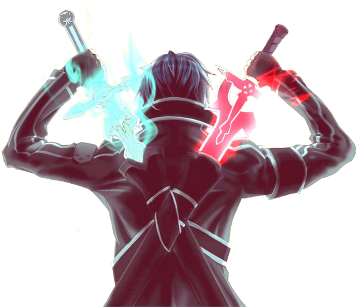 Kirito - Dual Wielding Sword And Gun (800x600), Png Download
