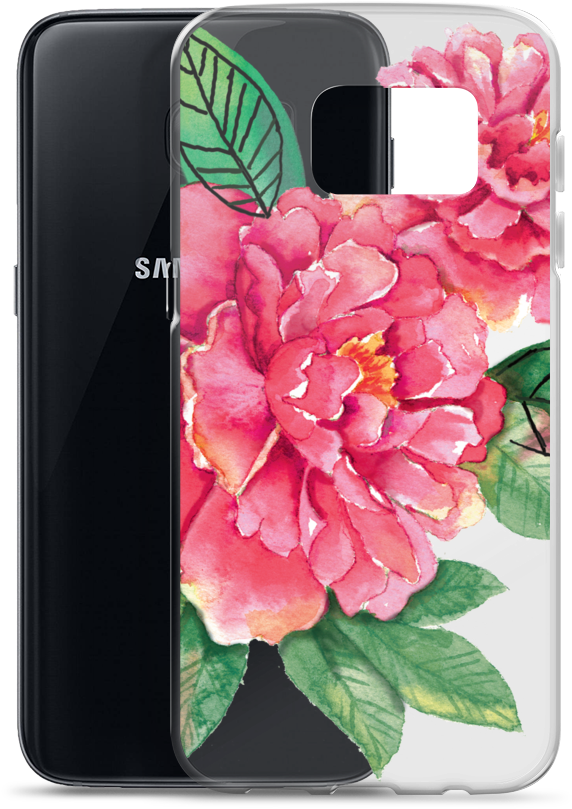 Pink Peonies Samsung Case - Smartphone (1000x1000), Png Download