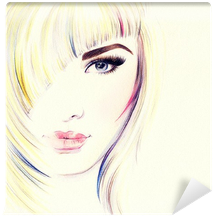 Beautiful Woman Face - Art Print: Ismagilova's Beautiful Woman Face. Watercolor (400x400), Png Download