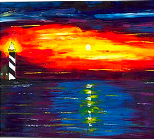 Dianoche Designs 'sunset At Lighthouse' By Jessilyn (600x530), Png Download
