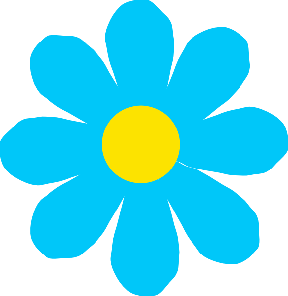 Bright Blue Flower Svg Clip Arts 582 X 599 Px (582x599), Png Download