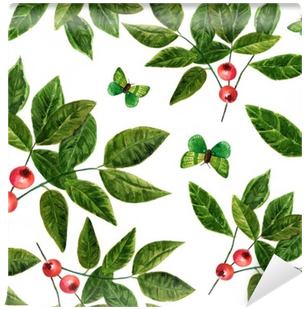 Seamless Background Pattern With Watercolor Leaves - Watercolor Painting (400x400), Png Download