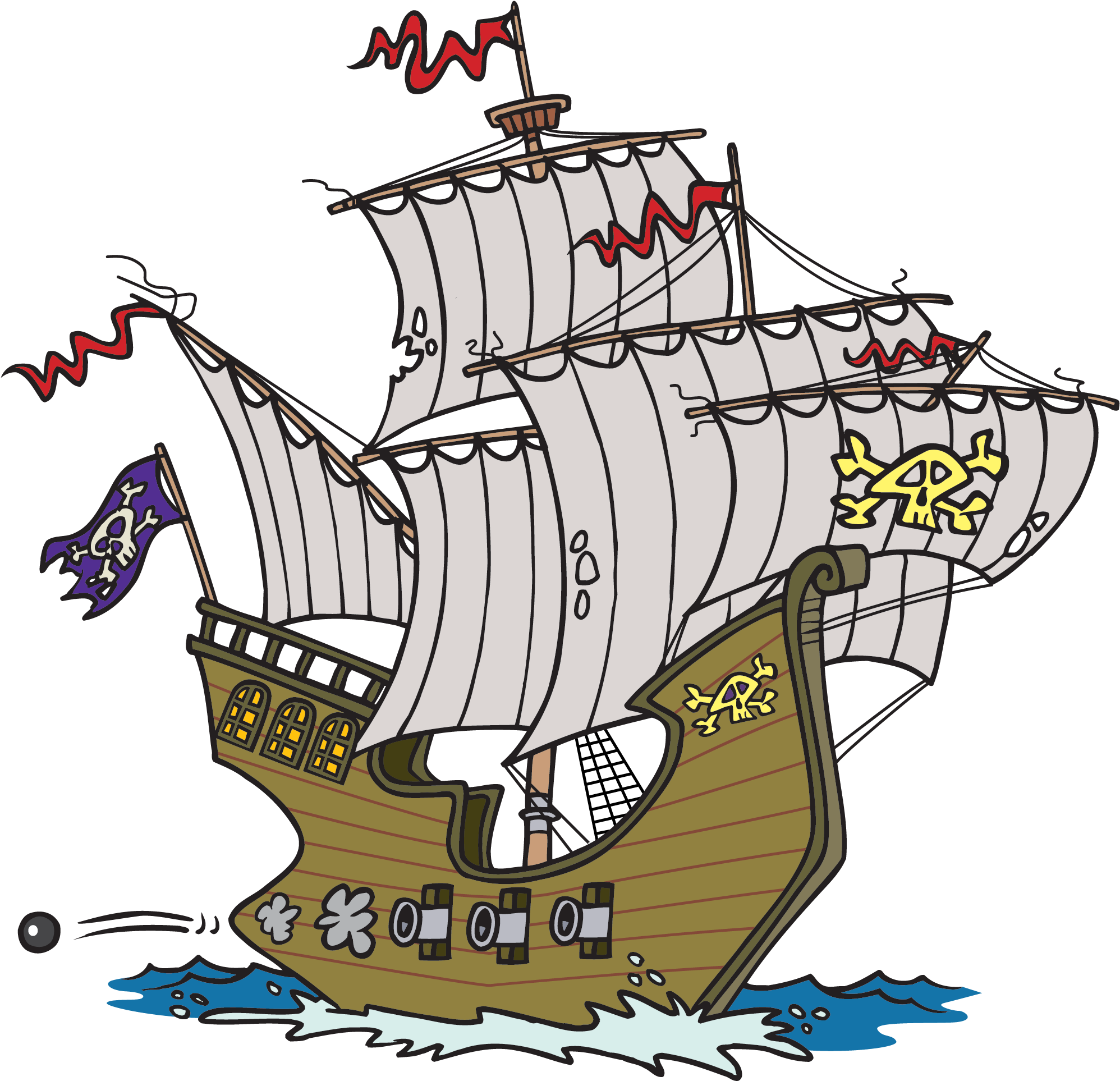 Cartoon Pirate Ship - Pirate Ships Clip Art (2000x1933), Png Download