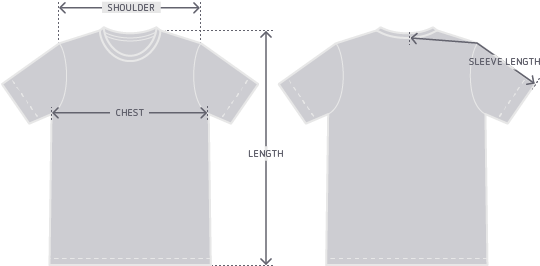 Garment Measurement Illustration - Plain White T Shirt Front And Back V Neck (557x298), Png Download