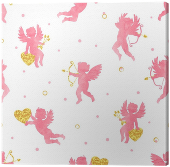 Seamless Pattern With Cute Watercolor Cupids - Design (400x400), Png Download