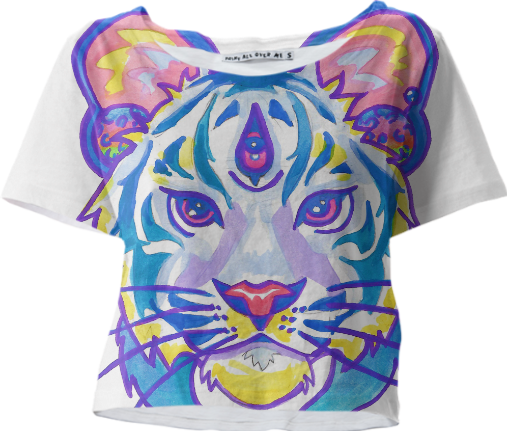 00 Design By Hiddenstash - Redbubble Clairvoyant Pastel Tiger Chiffontop (996x846), Png Download