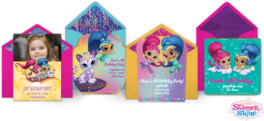 Shimmer And Shine Online Invitations - Shimmer Y Shine Invitation (910x430), Png Download