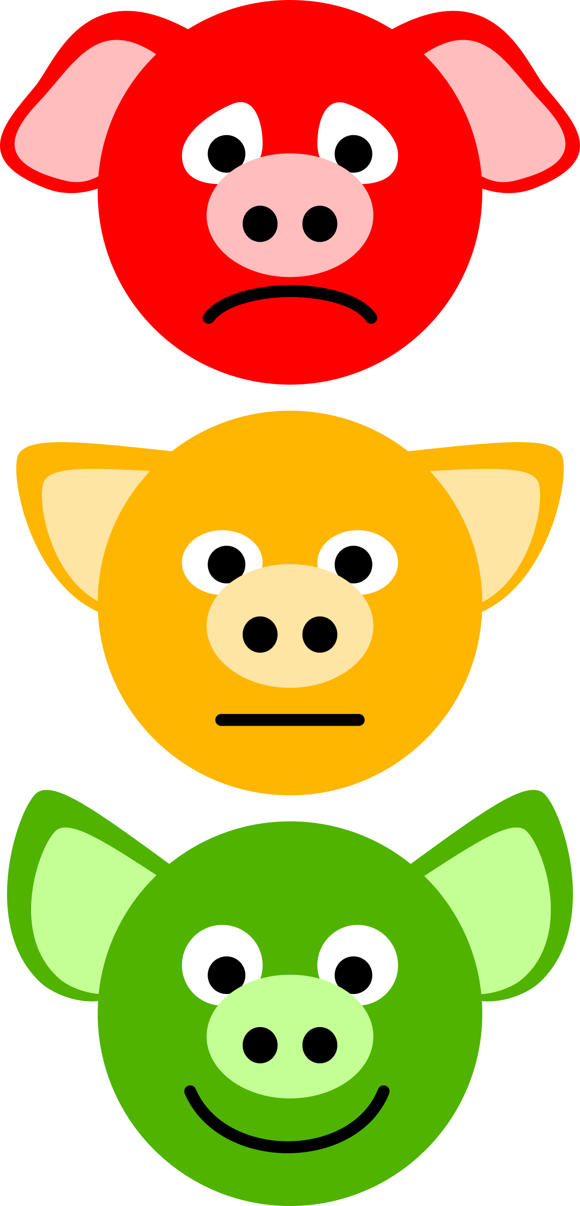 This Graphics Is The Traffic Lights Of Pigs About - Red Light Yellow Light Green Light Face (385x800), Png Download