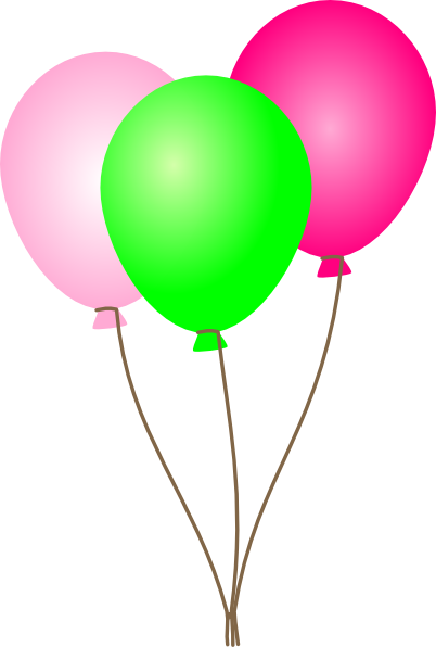 Balloons Clip Art - Pink And Green Balloon (402x596), Png Download