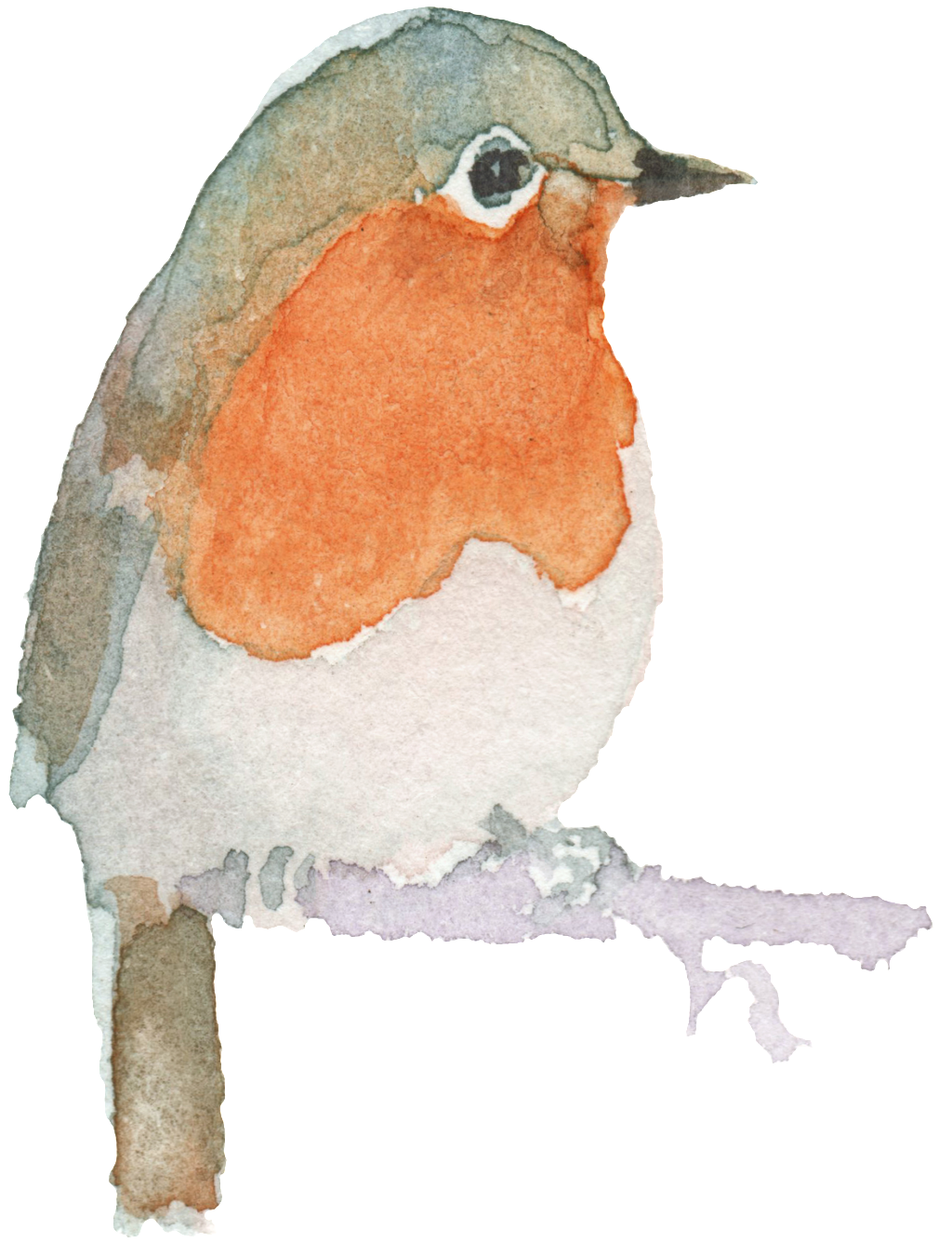 Hand Drawn Bird Sitting On A Tree Trunk Watercolor - Watercolor Painting (1024x1350), Png Download