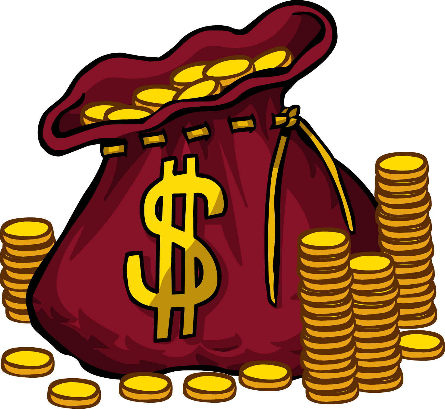 Money Bag - Club Penguin Codes (1476x1358), Png Download