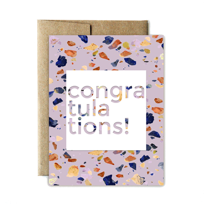 Lilac Terrazzo Congrats Card - Birthday (400x400), Png Download