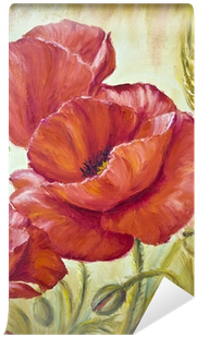 Poppies In Wheat, Oil Painting On Canvas Wall Mural - Designart Pt6381-3pv Beautiful Sunrise Over Tranquil (400x400), Png Download