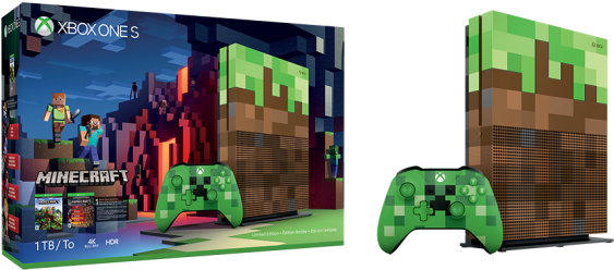 O Xbox One S Minecraft Limited Edition Bundle - Microsoft Xbox One S 1tb Console With Minecraft Limited (600x279), Png Download