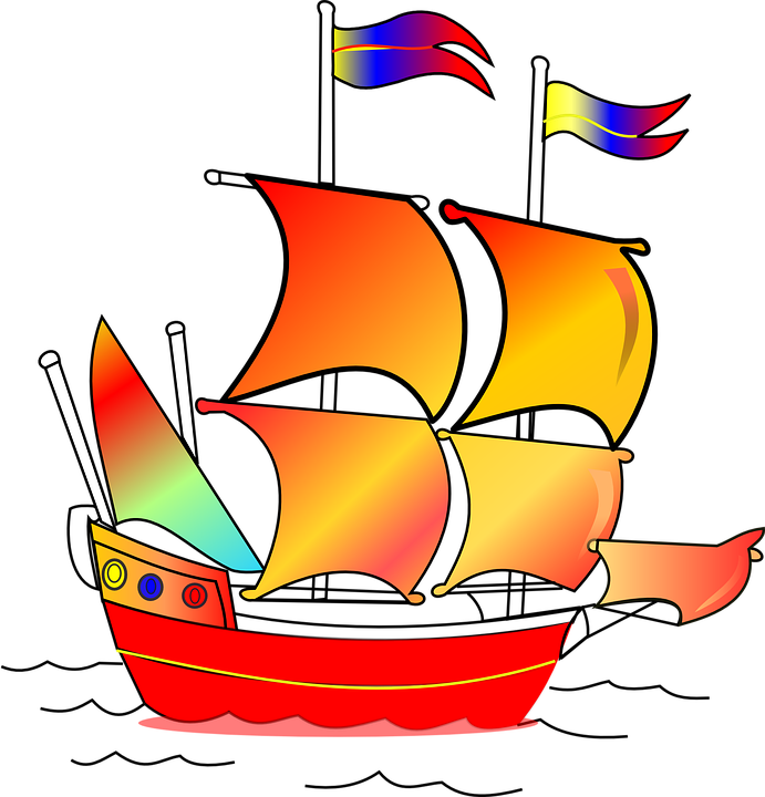 Sailing Ship Clipart Music - Gambar Kapal Layar Kartun (691x720), Png Download