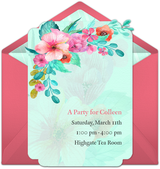 Watercolor Bridal Shower Online Invitation - Greeting Card (650x650), Png Download
