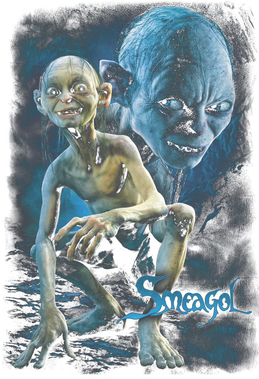 Lord Of The Rings Smeagol Men's Ringer T-shirt - Long Sleeve: Lord Of The Rings - Smeagol (855x1262), Png Download