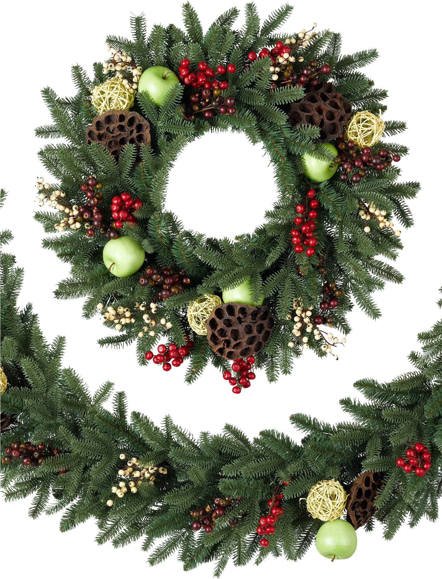 Christmas Wreath Transparent Png Png Download - Christmas Wreath Transparent Background (1500x1978), Png Download