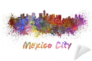 Mexico City Skyline In Watercolor Wall Mural • Pixers® - Watercolor Mexico (400x400), Png Download
