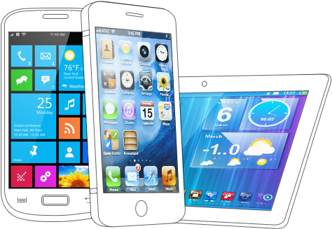 Smartphones And Tablets Png (490x407), Png Download