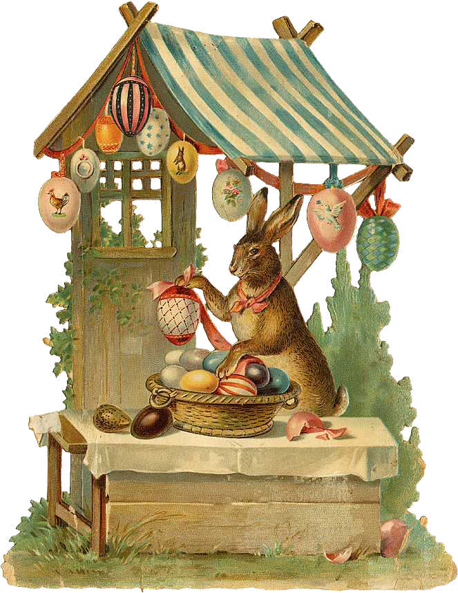 Free Vintage Easter Bunny Graphic - Ihnen Fröhlichen Ostern Wünschen Spucktuch (694x881), Png Download
