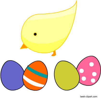 Easter Chick Standing Among Colorful Easter Eggs Clip - Colorful Easter Eggs (450x450), Png Download