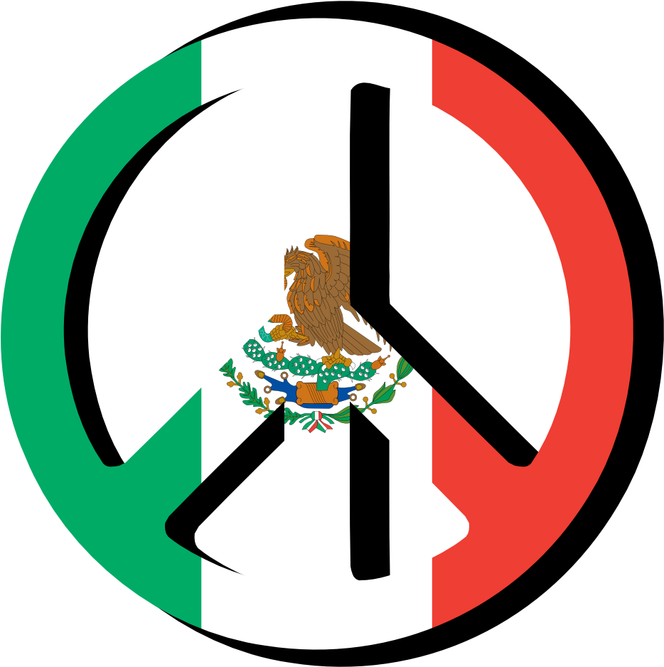 Mexican Flag Images Free Download Clip Art - Mexican Flag Peace Sign (999x963), Png Download