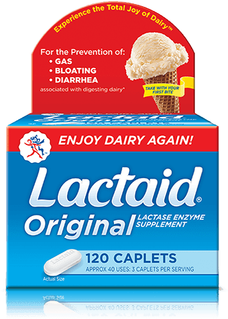 Lactaid® Original Strength Caplets - Lactaid Original Strength Caplets, 120 Count (500x500), Png Download