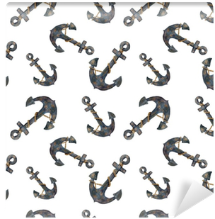 Watercolor Seamless Pattern With Anchors - Watercolor Painting (400x400), Png Download