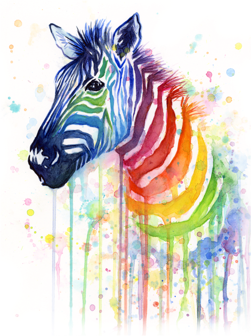 Click And Drag To Re-position The Image, If Desired - Zebra Watercolor (519x700), Png Download